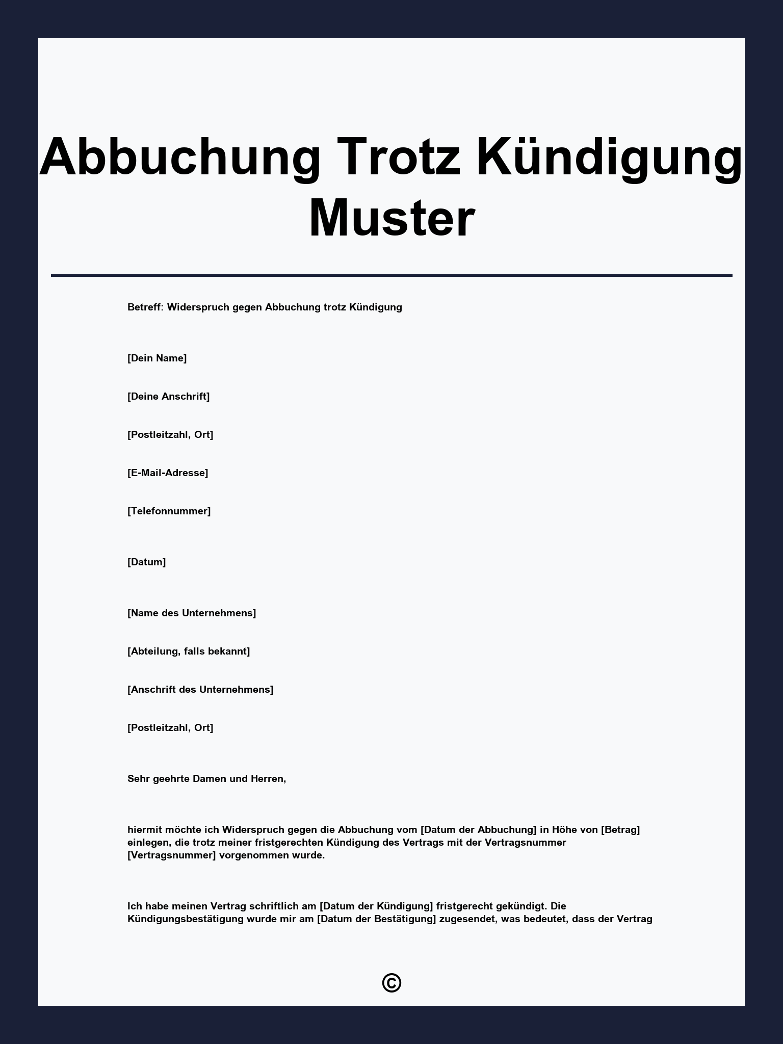 Abbuchung Trotz Kündigung Muster