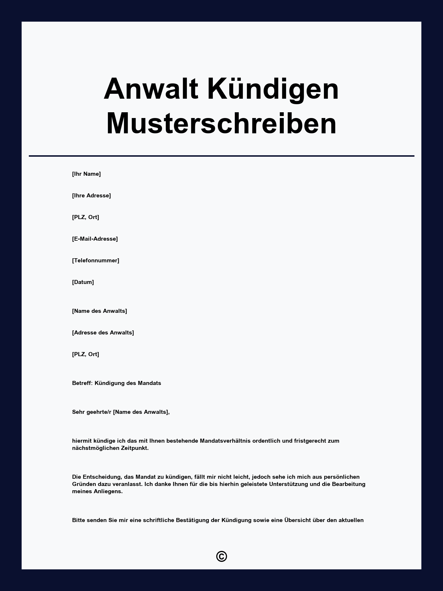 Anwalt Kündigen Musterschreiben