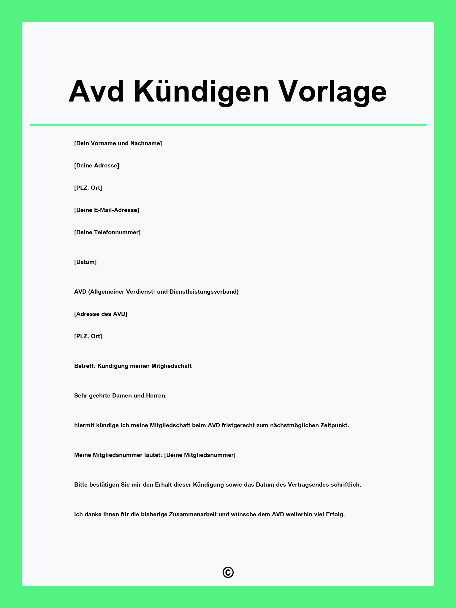 Avd Kündigen Vorlage