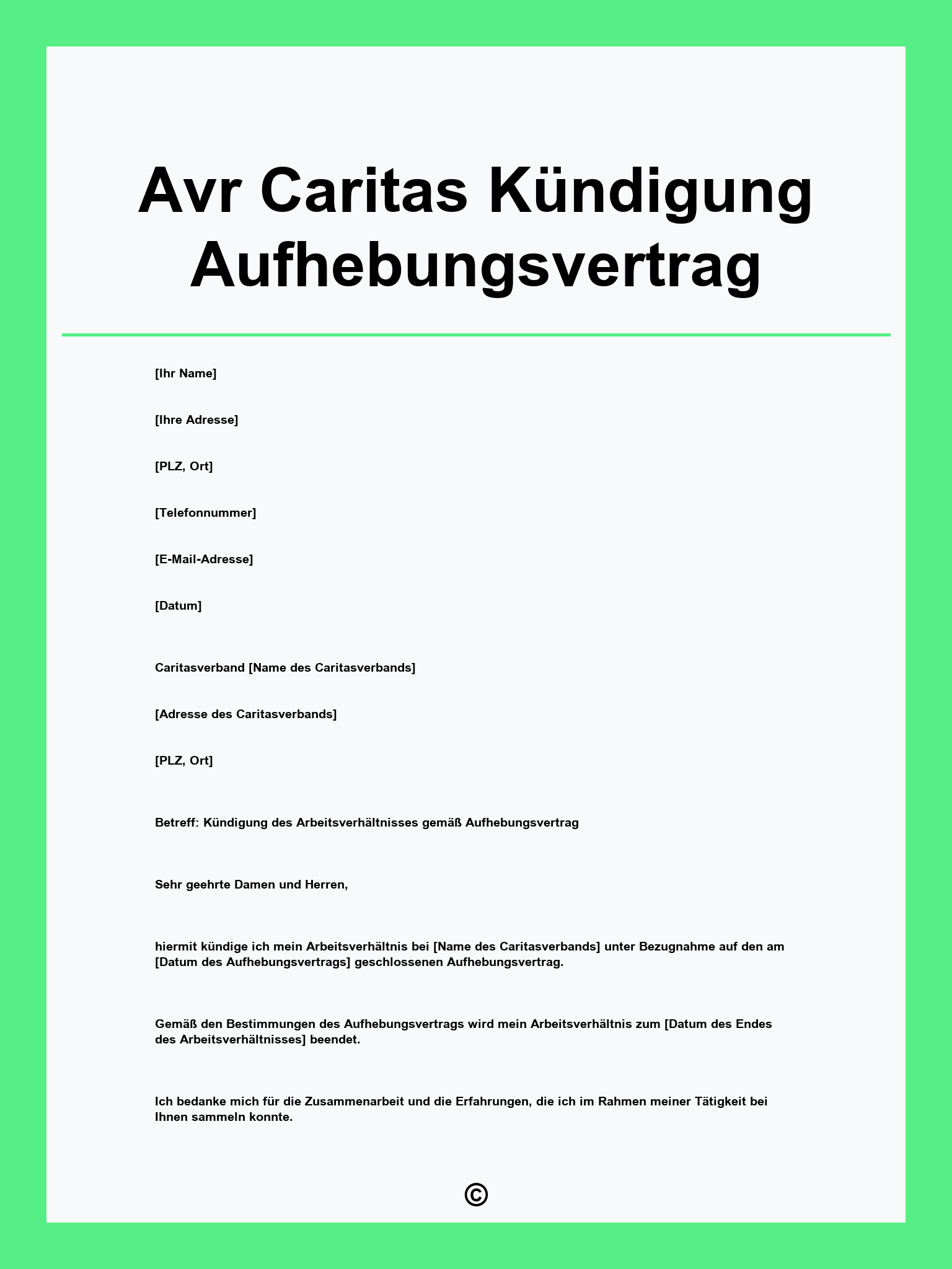 Avr Caritas Kündigung Aufhebungsvertrag
