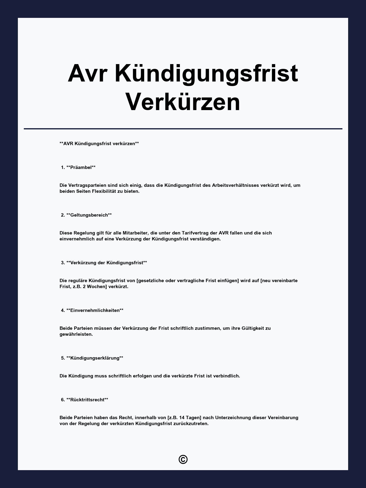 Avr Kündigungsfrist Verkürzen