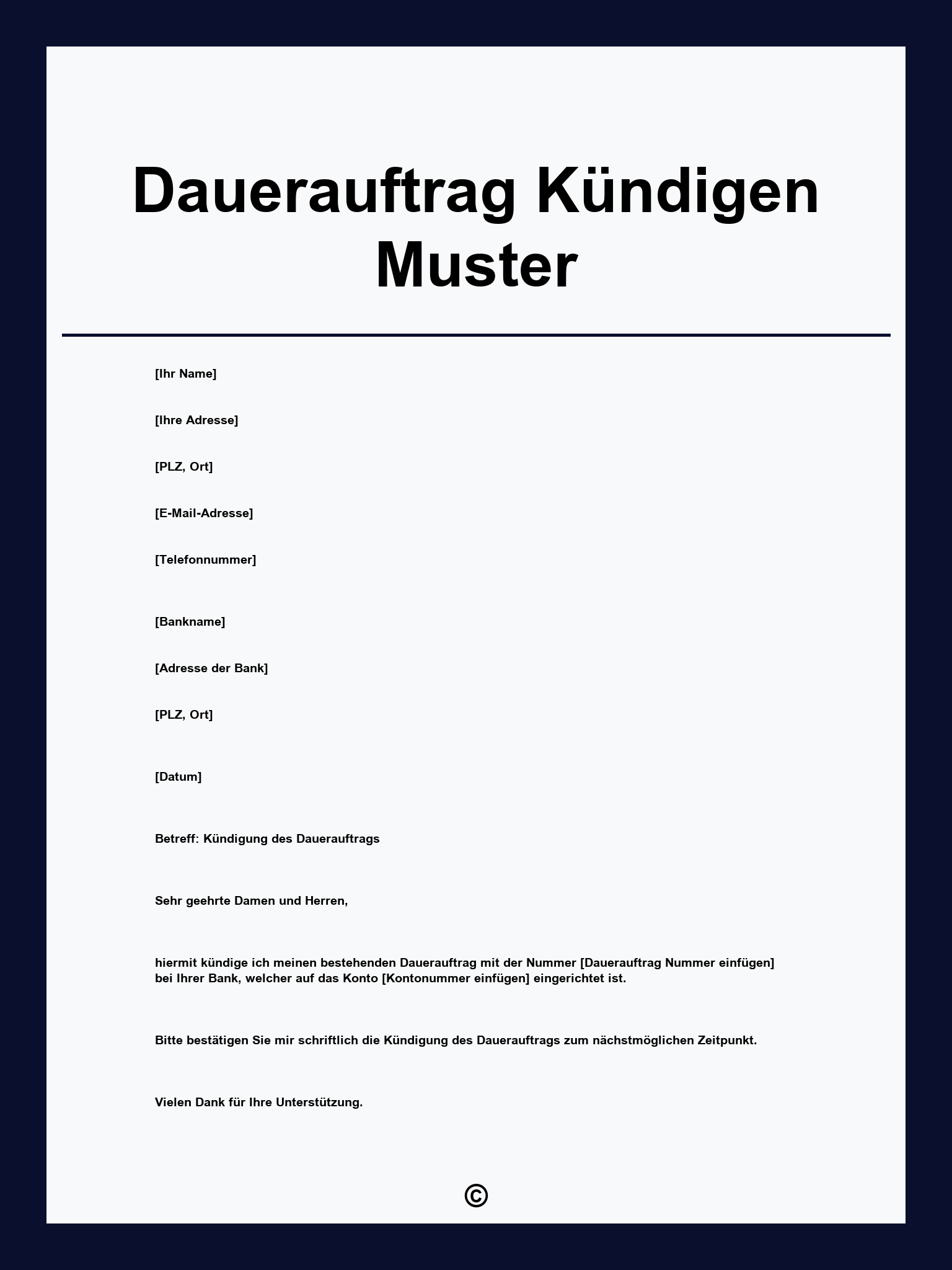 Dauerauftrag Kündigen Muster