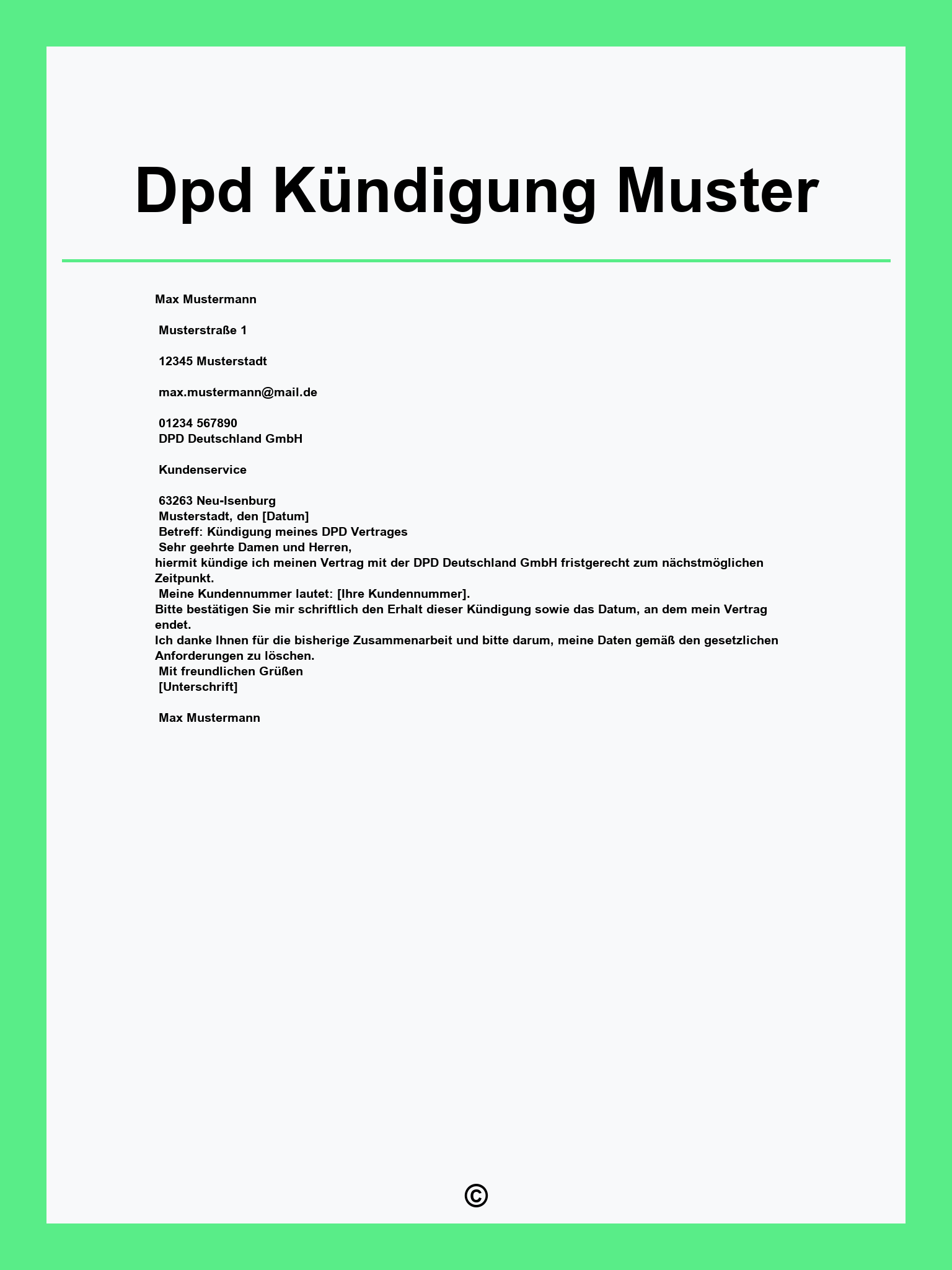 Dpd Kündigung Muster