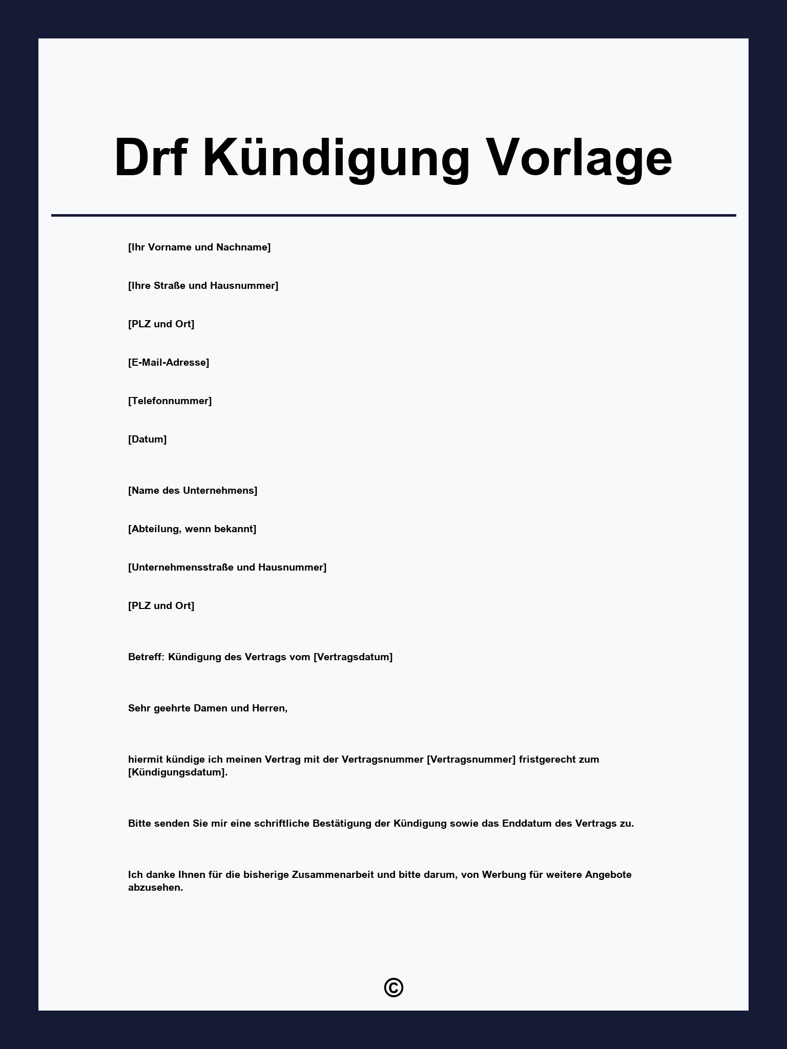 Drf Kündigung Vorlage