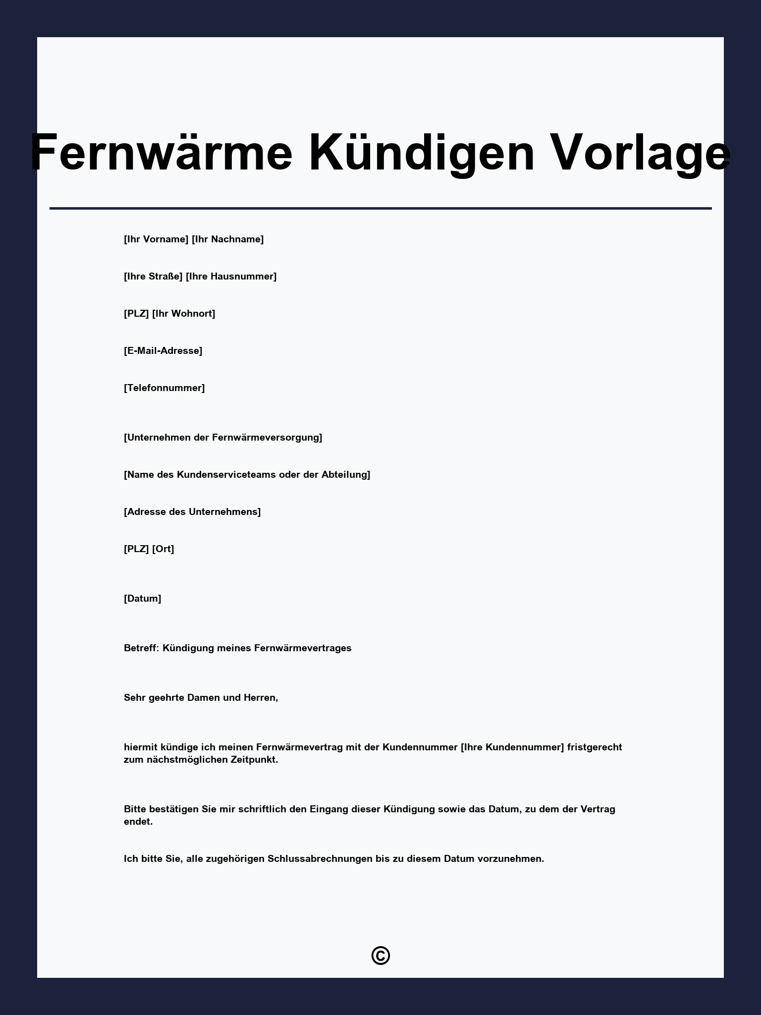 Fernwärme Kündigen Vorlage