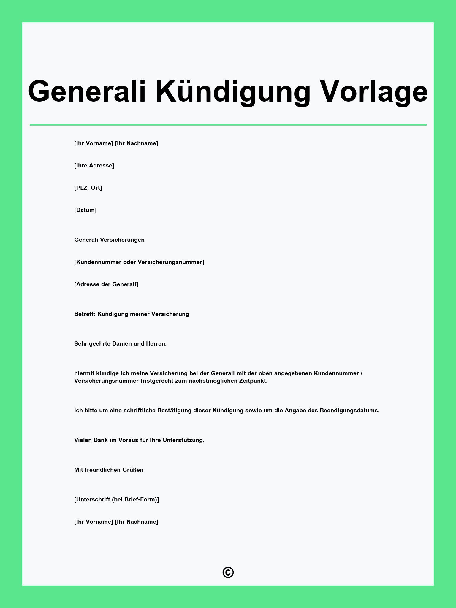 Generali Kündigung Vorlage