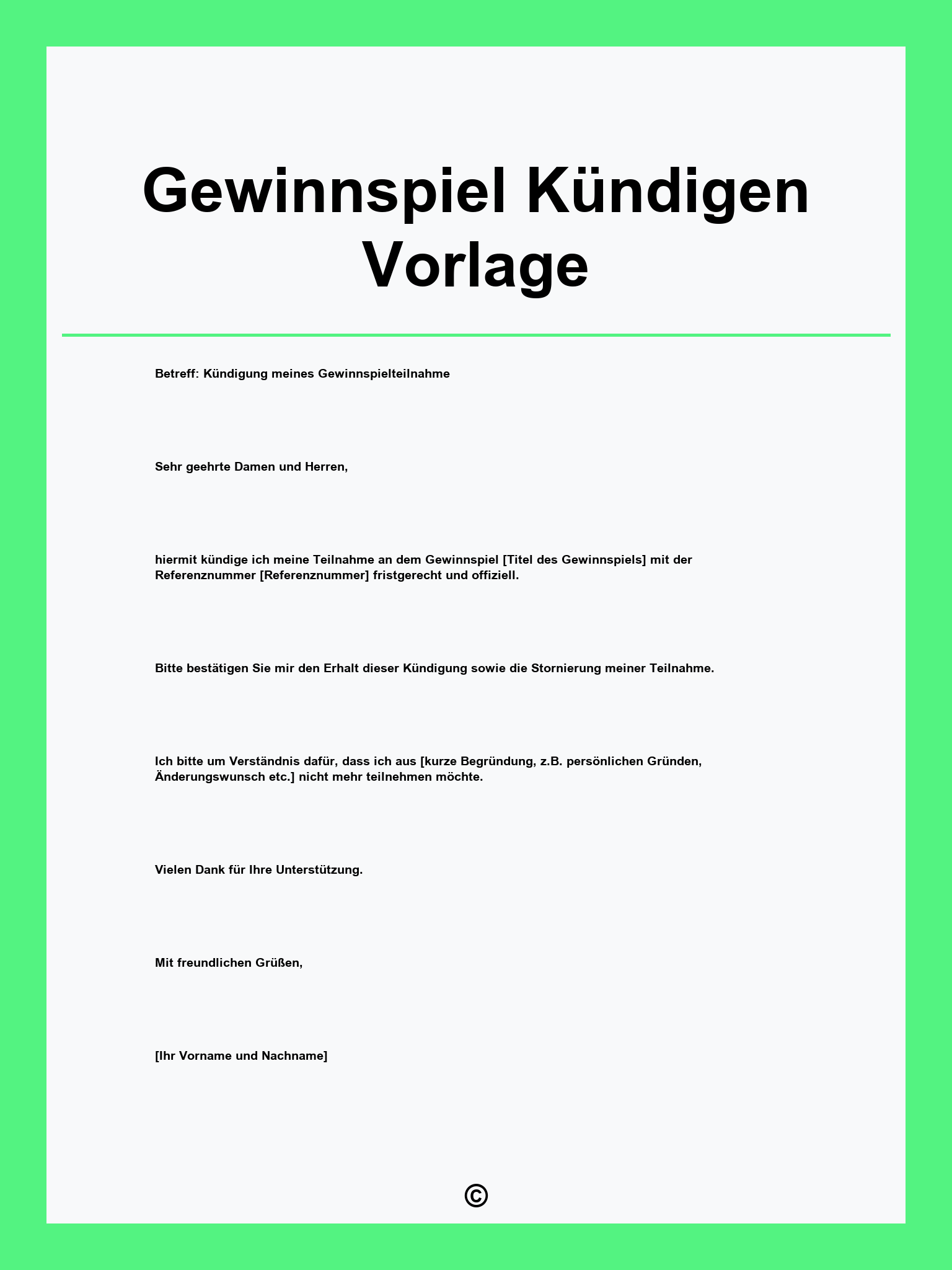 Gewinnspiel Kündigen Vorlage