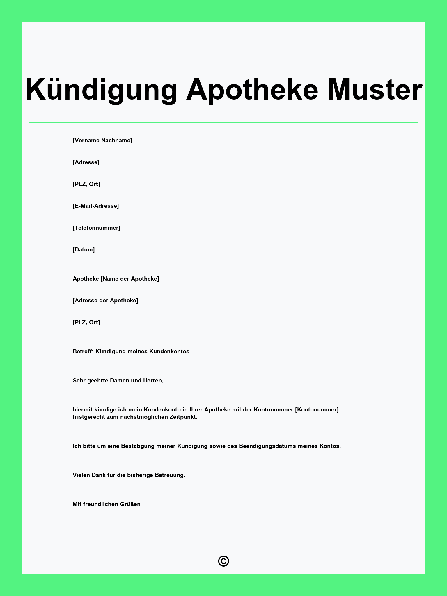 Kündigung Apotheke Muster