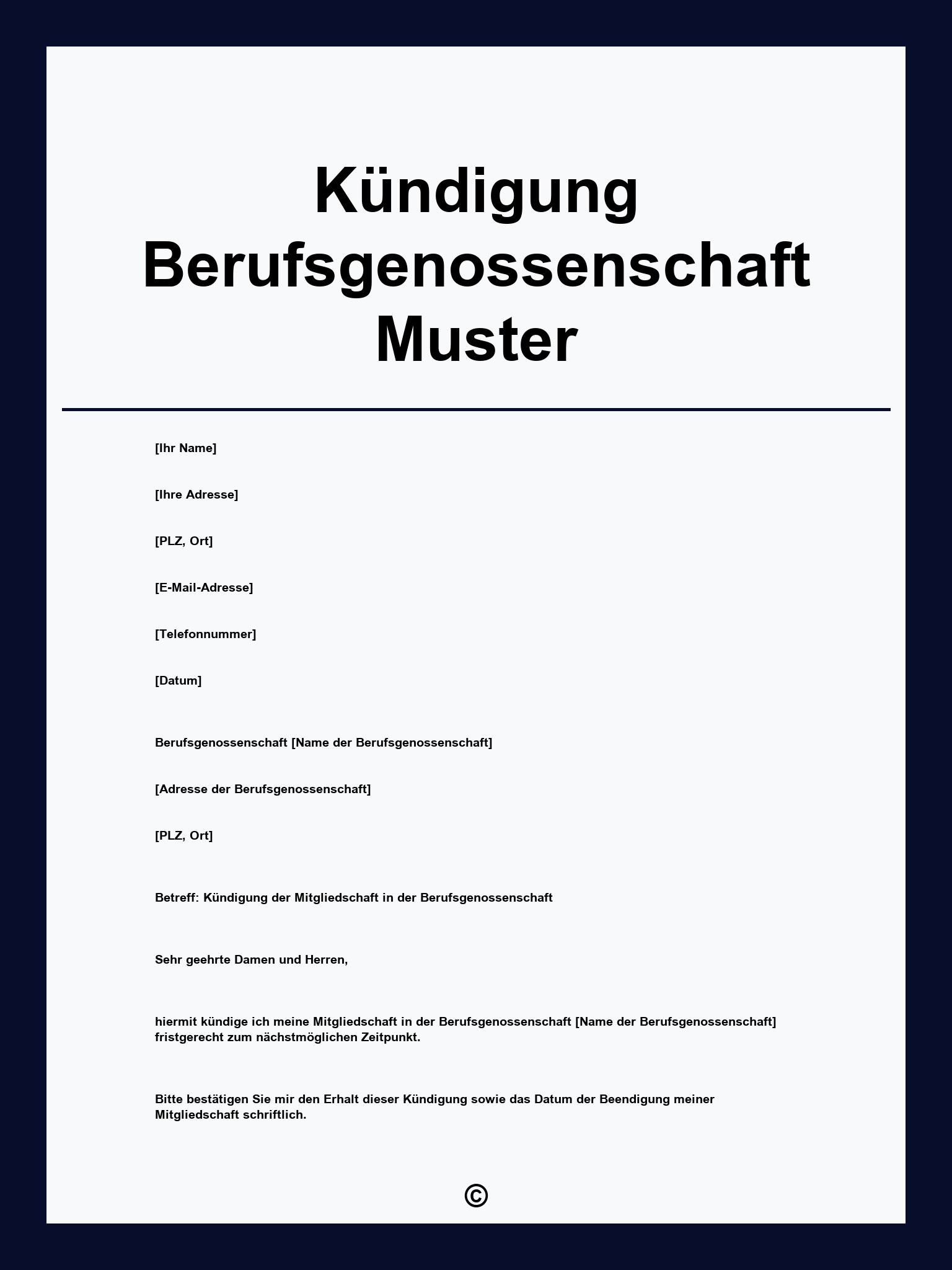 Kündigung Berufsgenossenschaft Muster