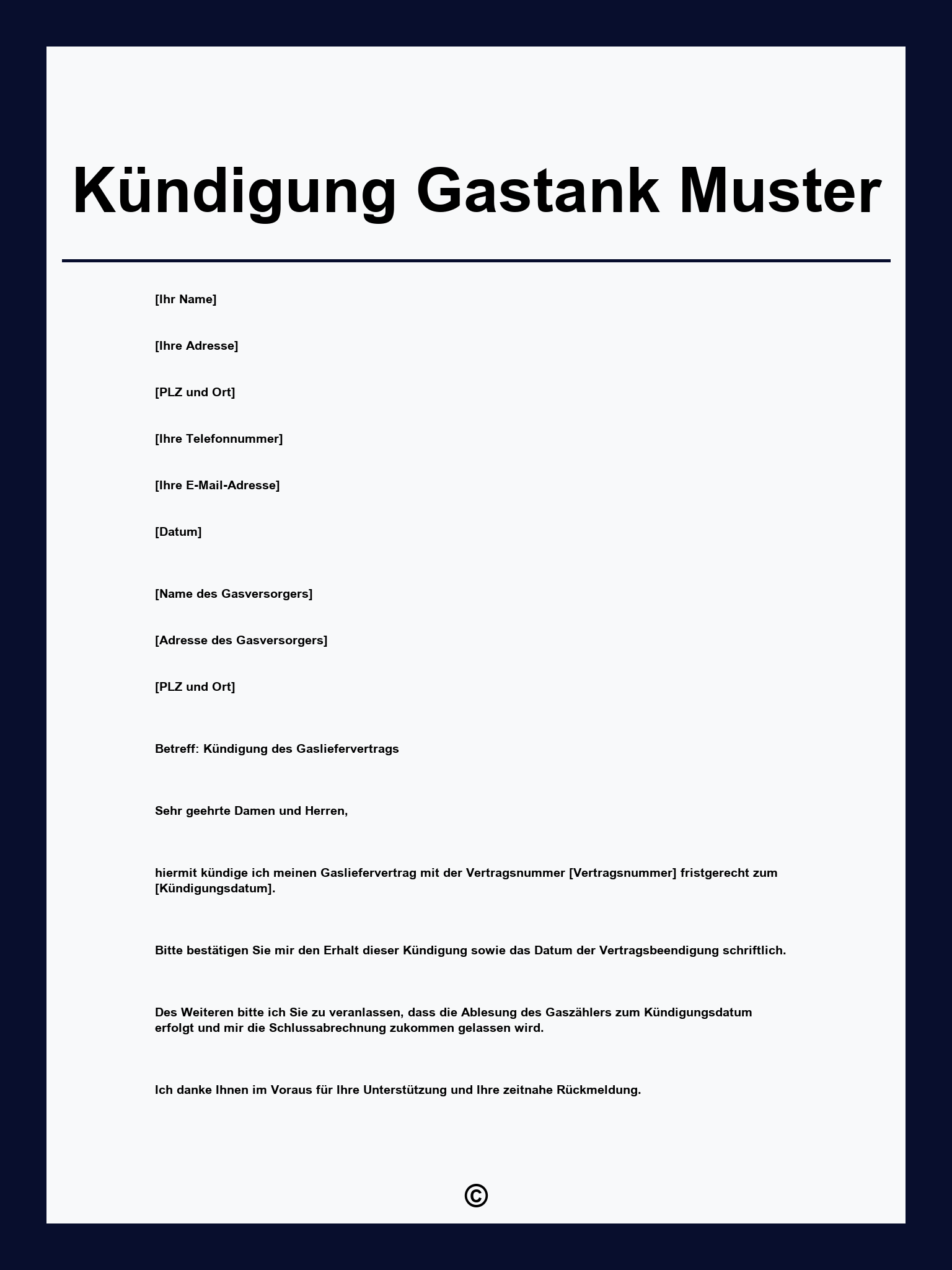 Kündigung Gastank Muster