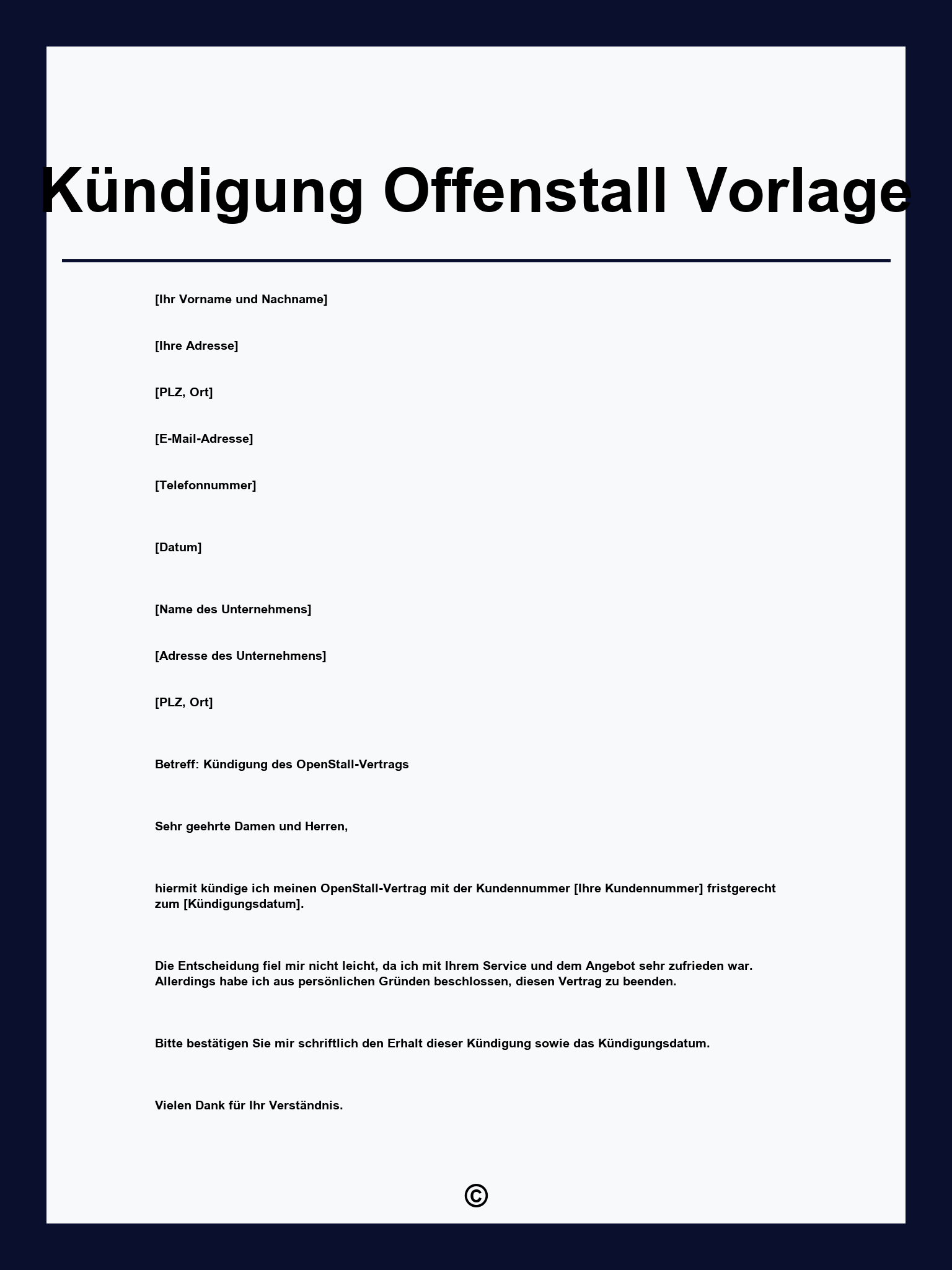 Kündigung Offenstall Vorlage