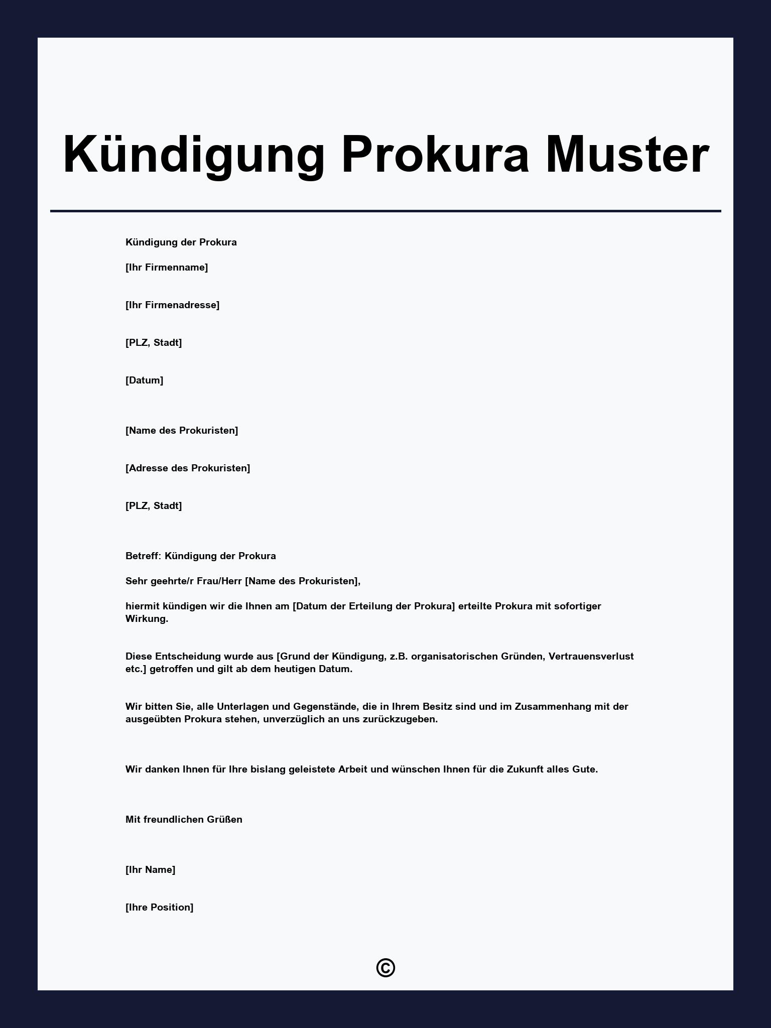 Kündigung Prokura Muster