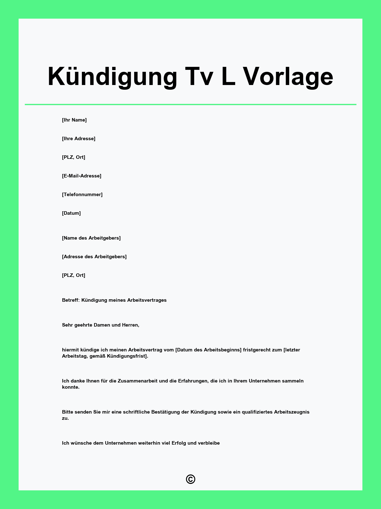 Kündigung Tv L Vorlage