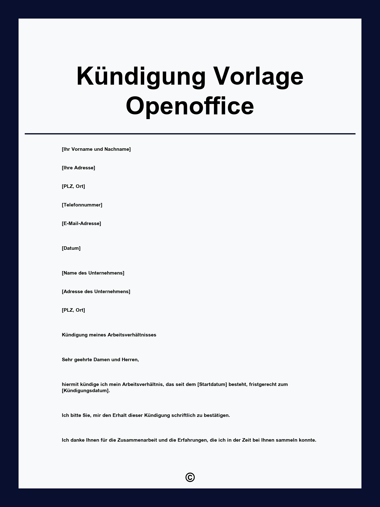 Kündigung Vorlage Openoffice