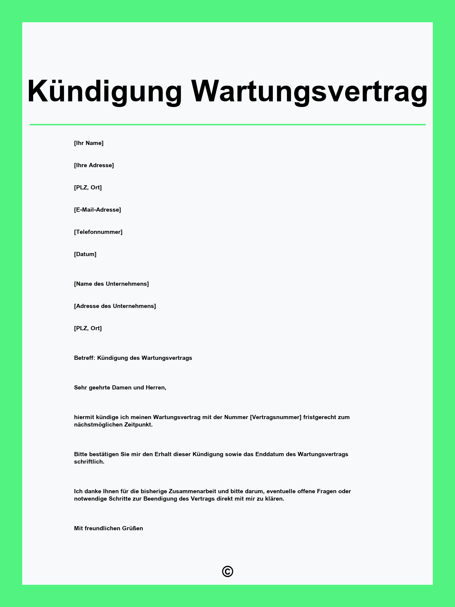 Kündigung Wartungsvertrag