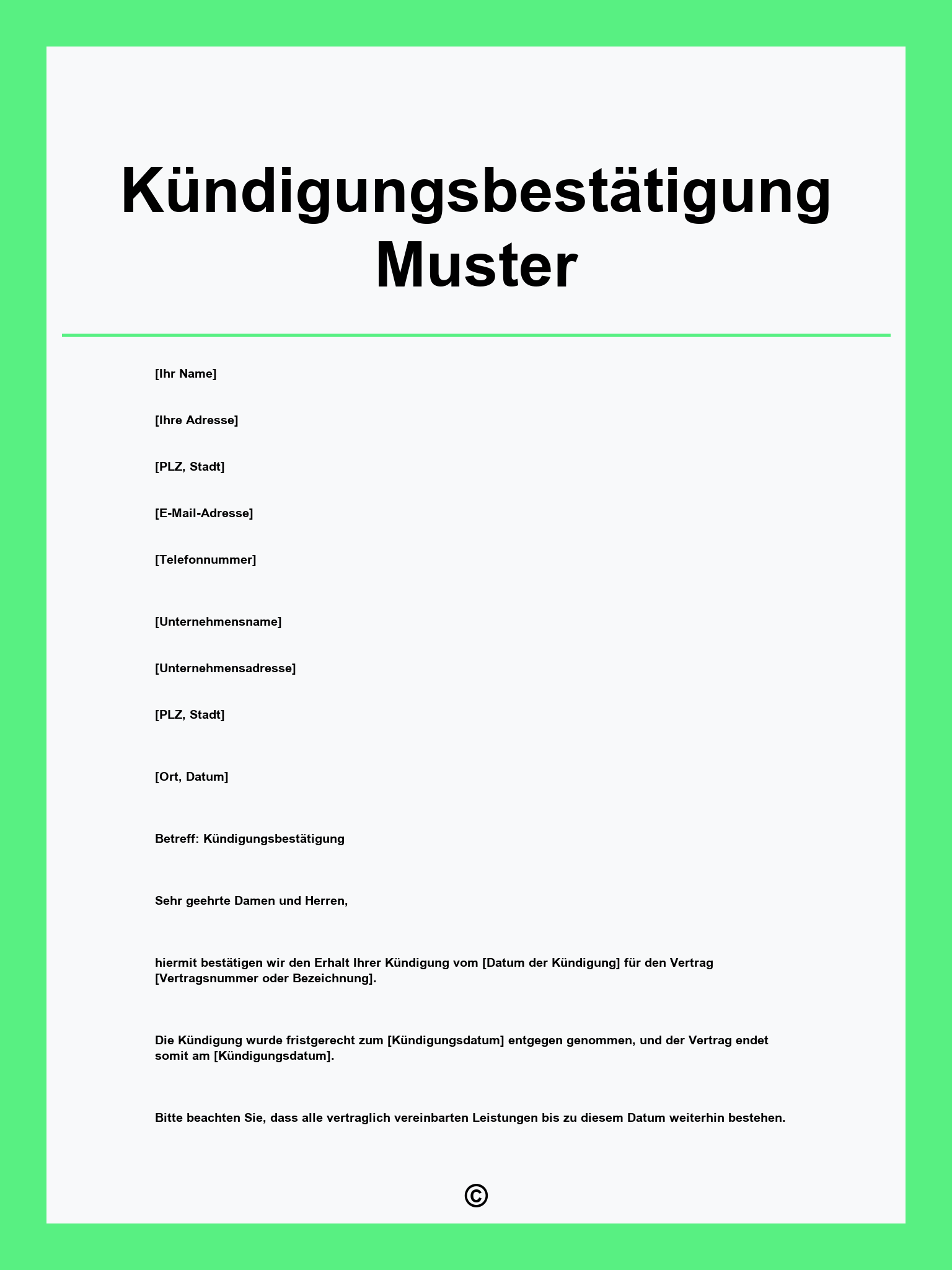 Kündigungsbestätigung Muster