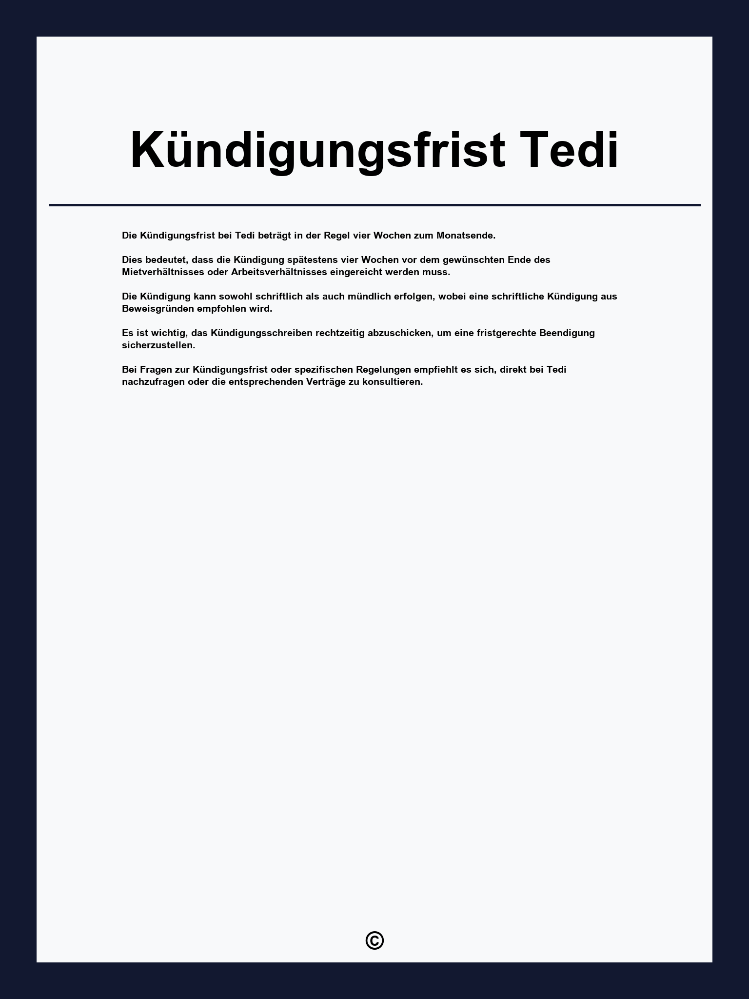Kündigungsfrist Tedi