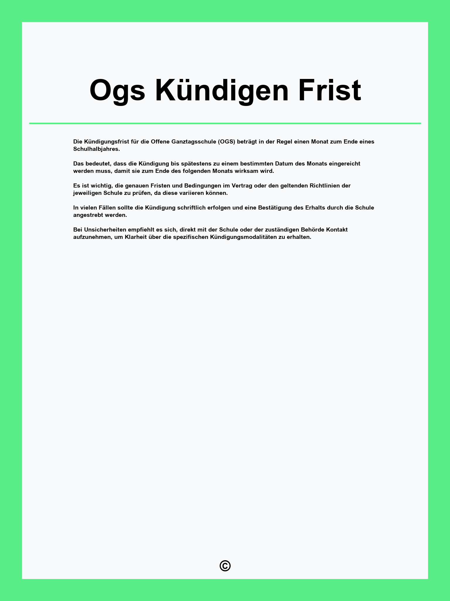 Ogs Kündigen Frist