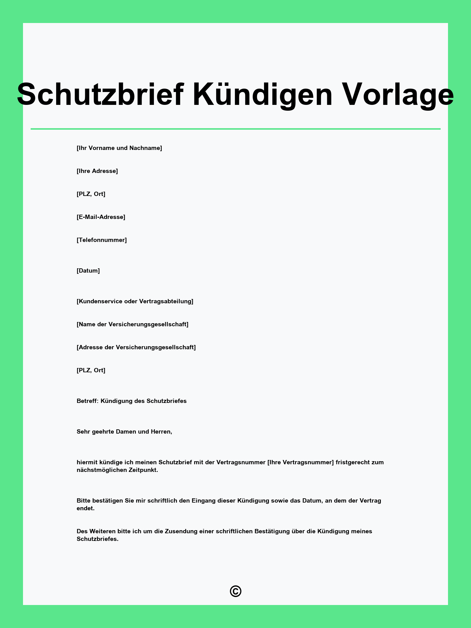 Schutzbrief Kündigen Vorlage