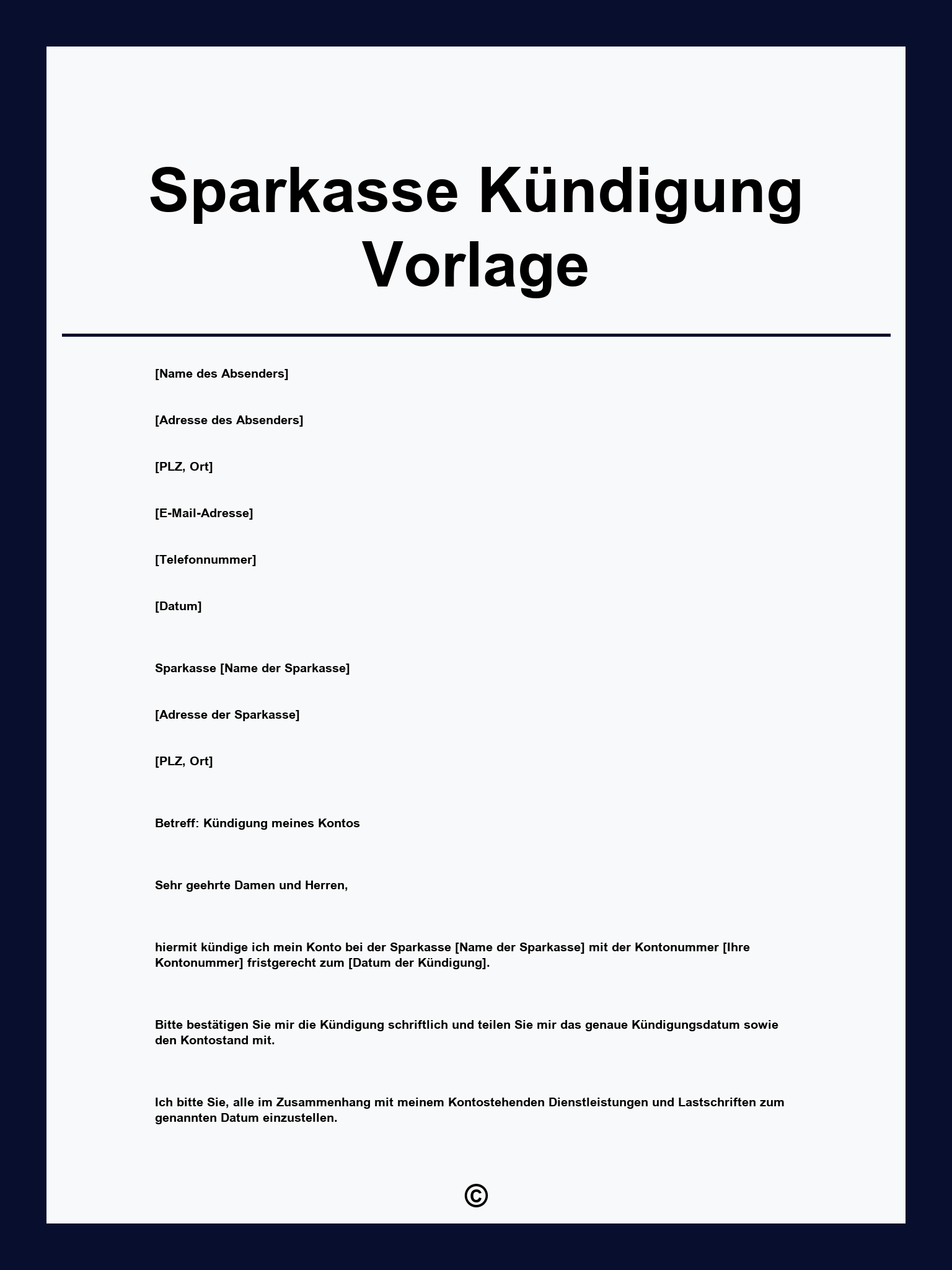 Sparkasse Kündigung Vorlage