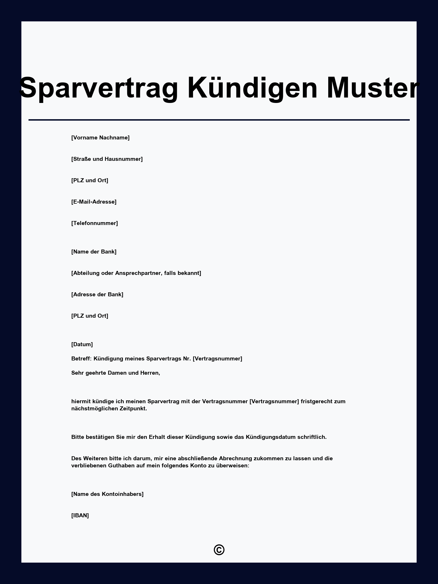 Sparvertrag Kündigen Muster