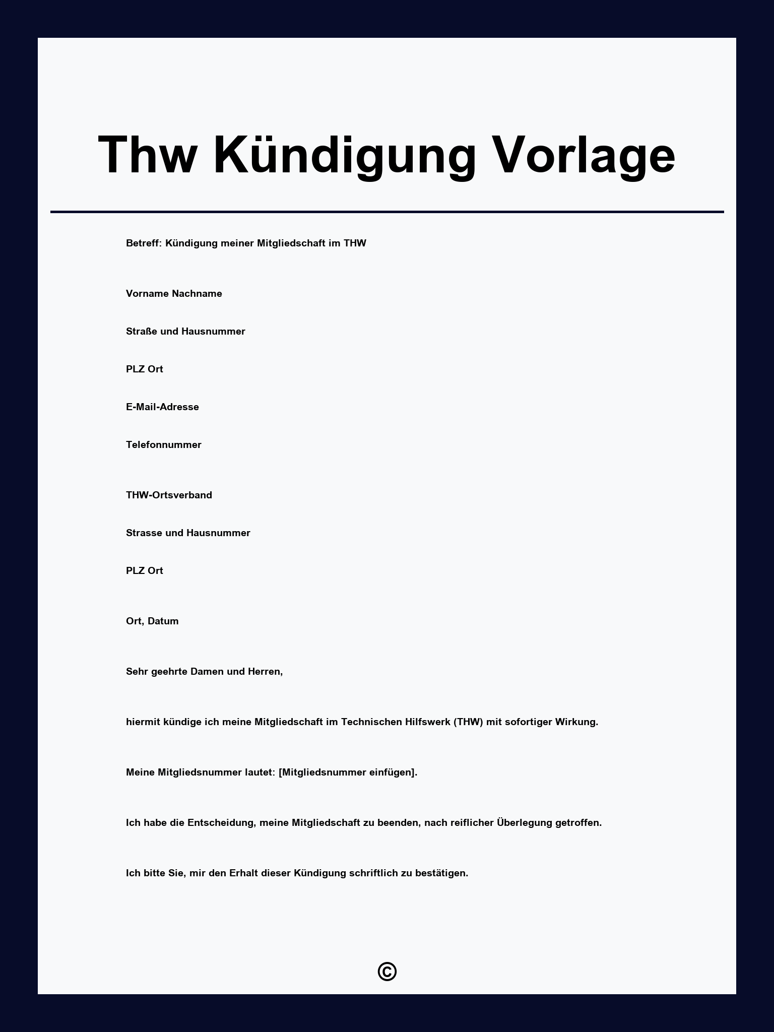 Thw Kündigung Vorlage