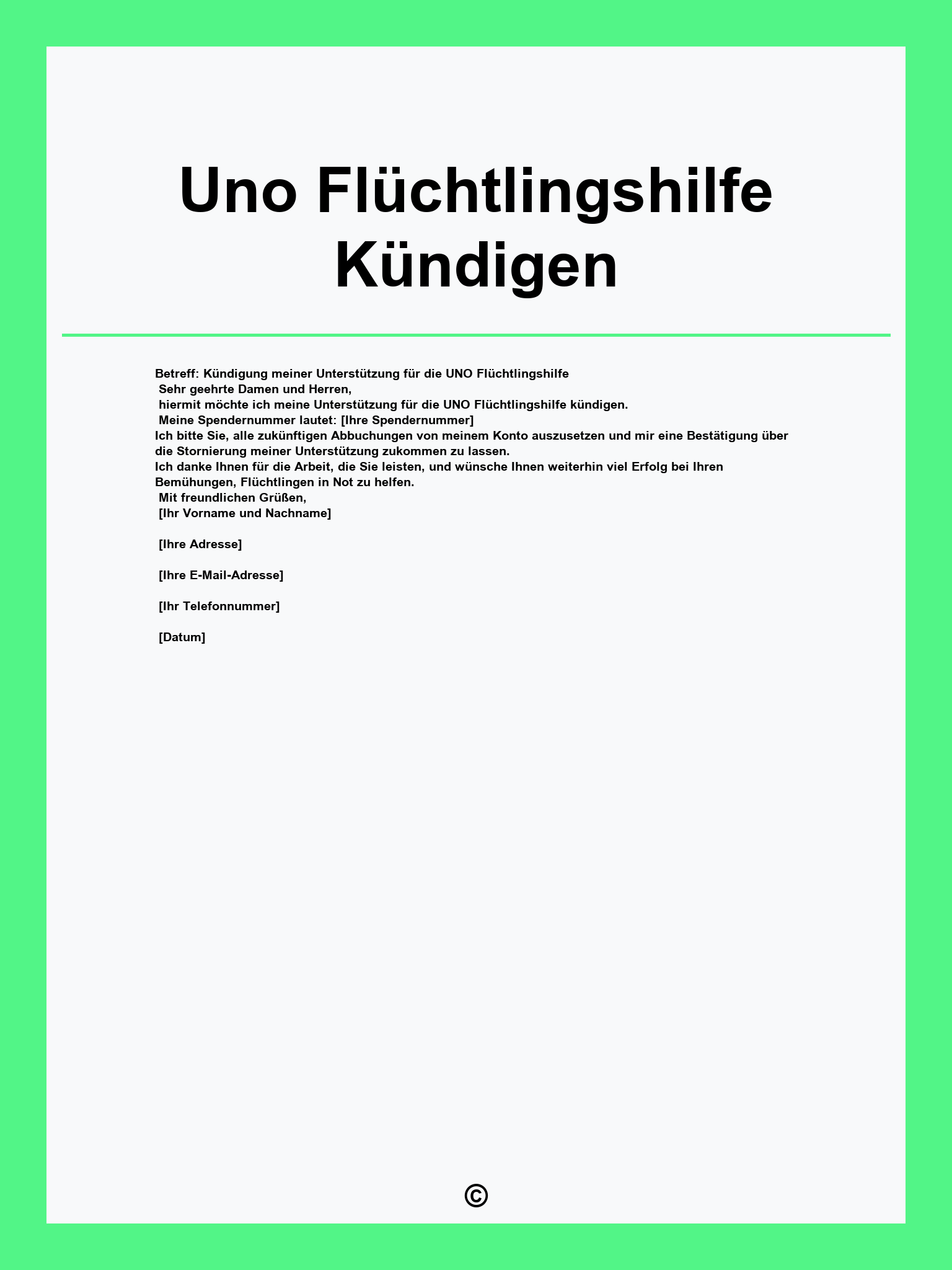 Uno Flüchtlingshilfe Kündigen