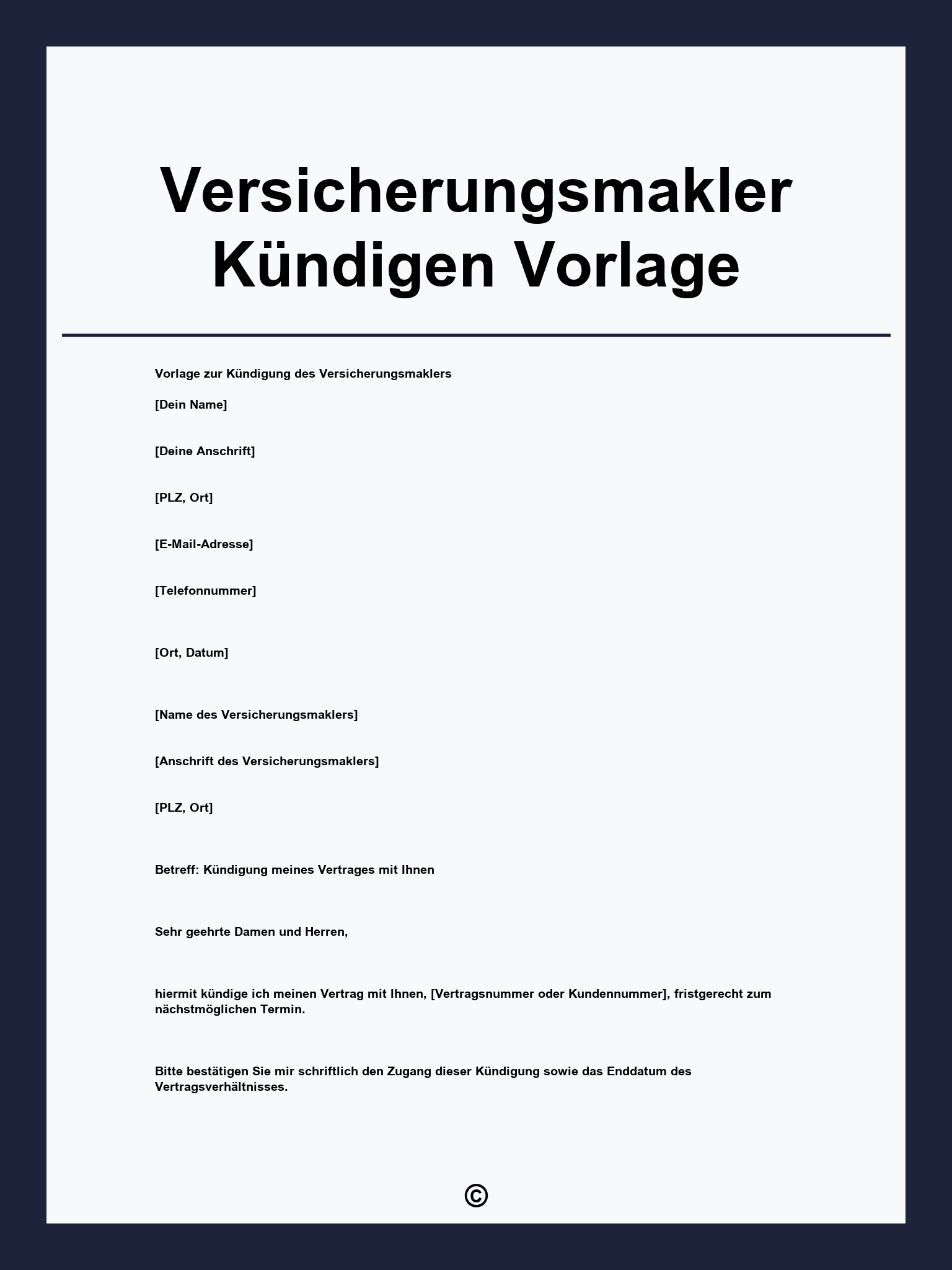 Versicherungsmakler Kündigen Vorlage