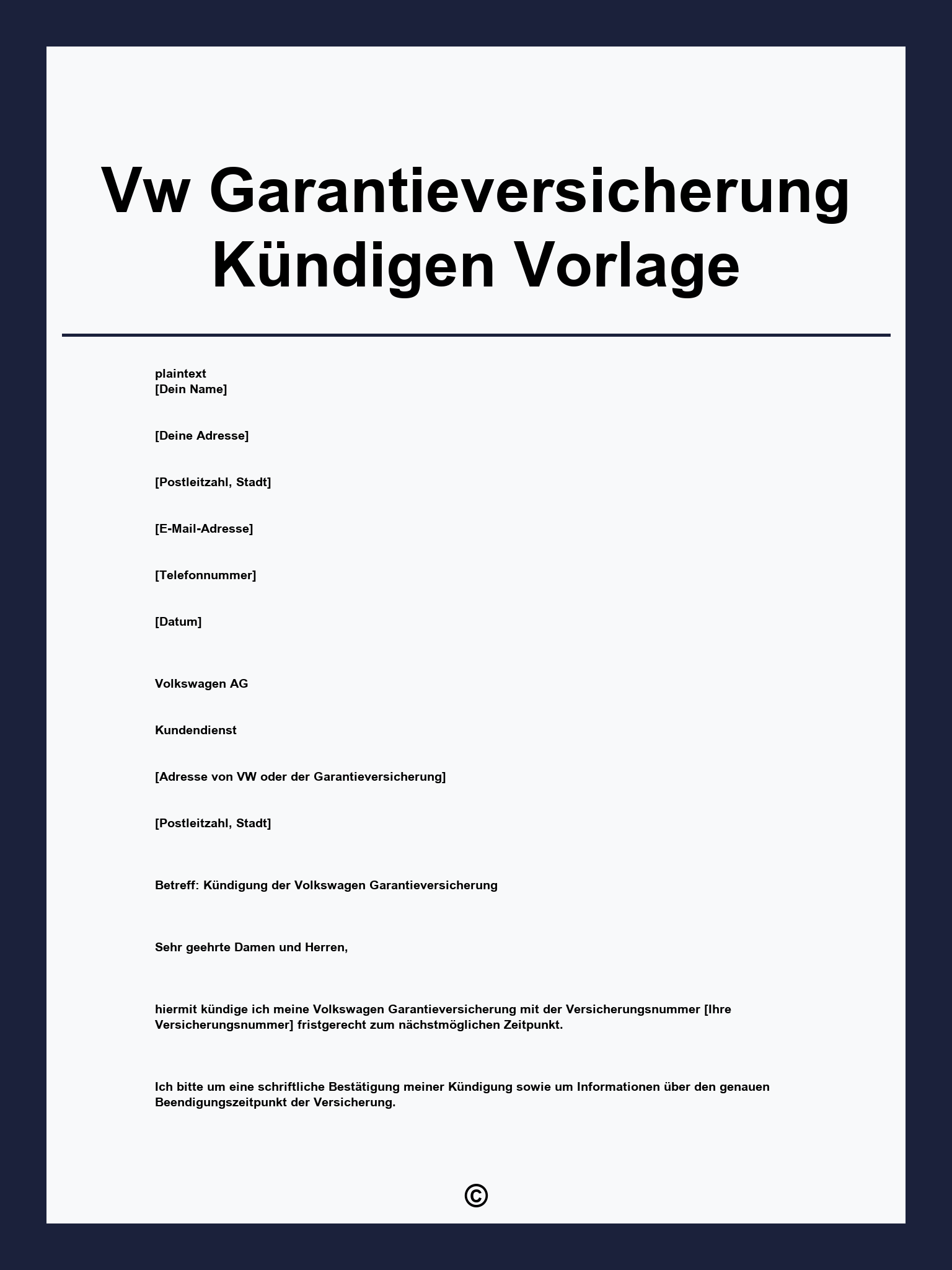 Vw Garantieversicherung Kündigen Vorlage