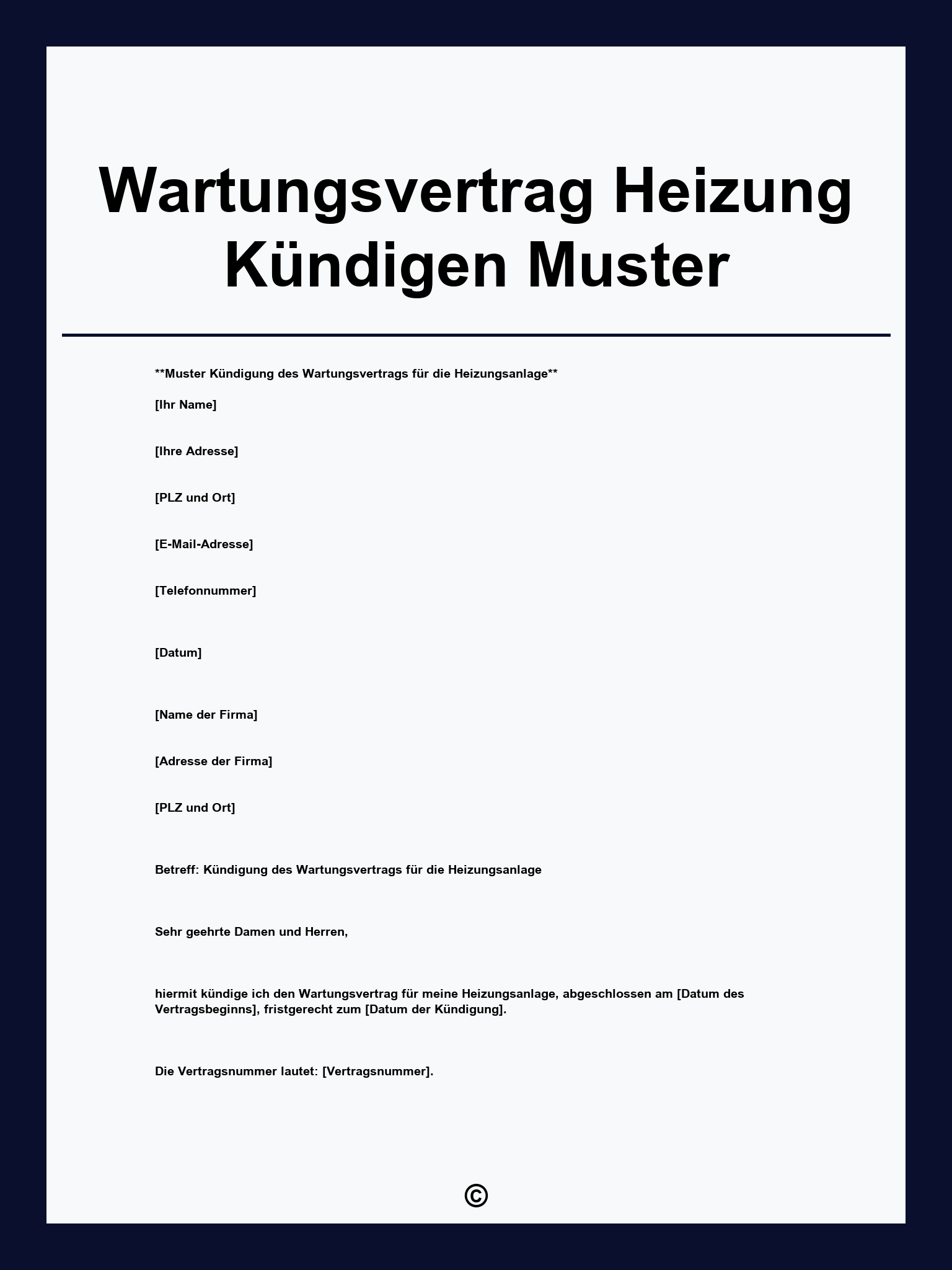 Wartungsvertrag Heizung Kündigen Muster