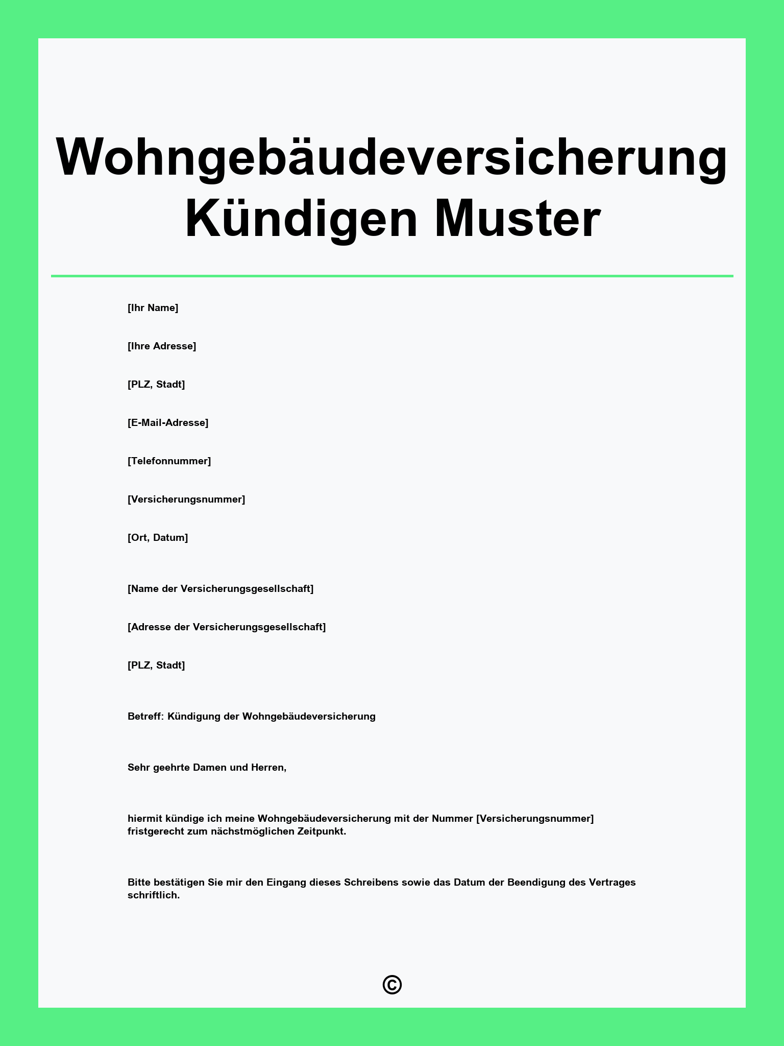 Wohngebäudeversicherung Kündigen Muster
